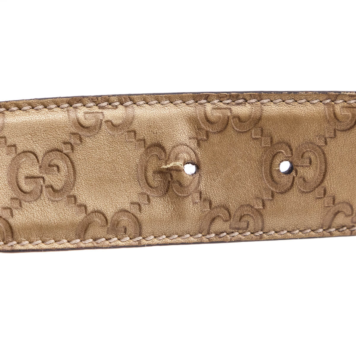 Gucci Gold Leather Guccissima GG Belt