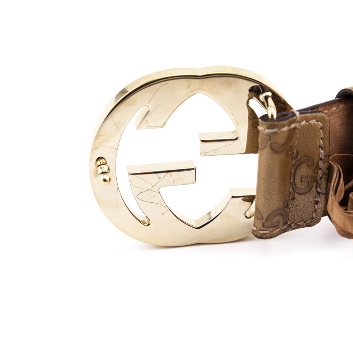 Gucci Gold Leather Guccissima GG Belt