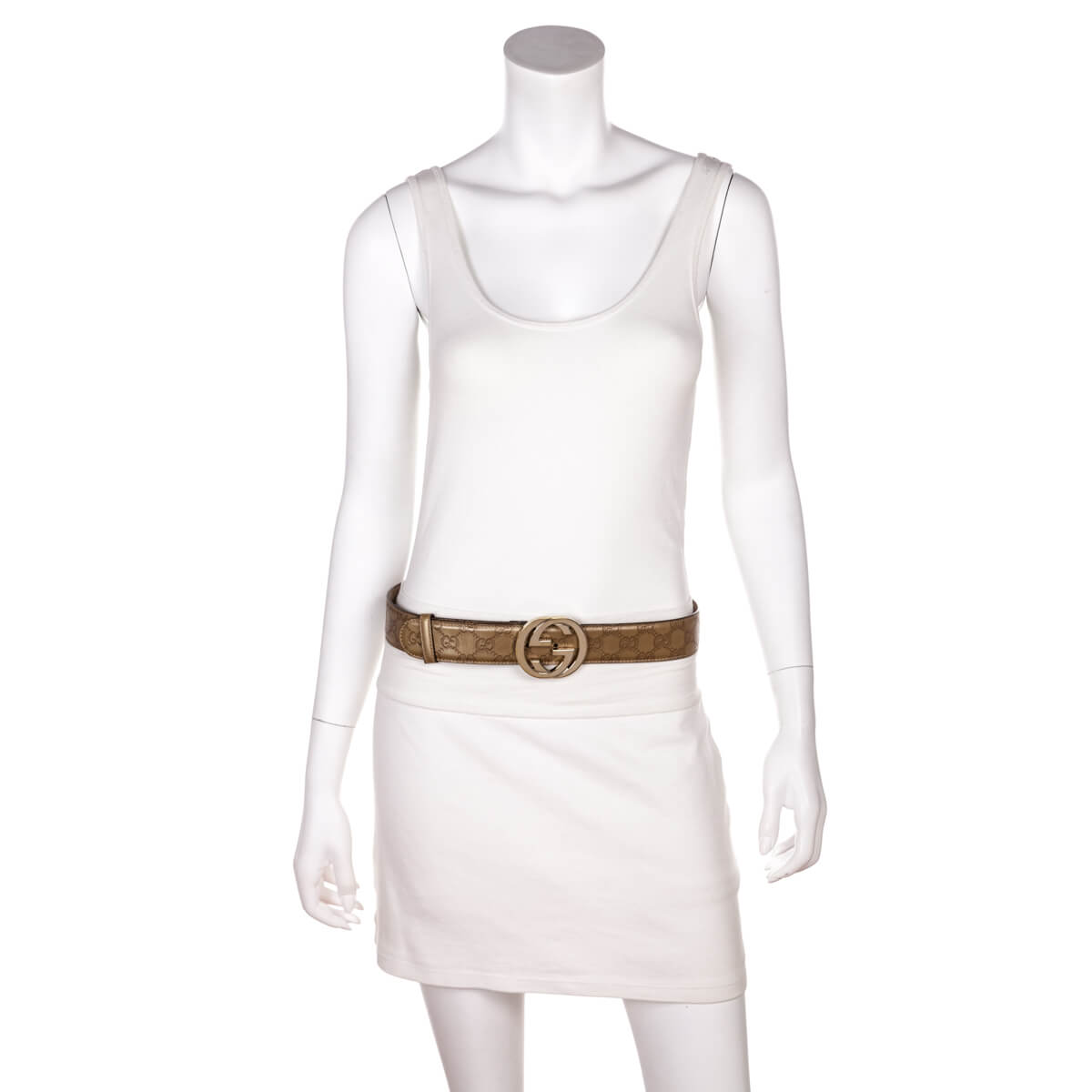 Gucci Gold Leather Guccissima GG Belt