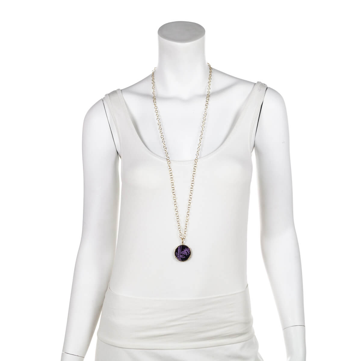Gucci 18K Gold Sugilite Flora St.Tropez Pendant Necklace