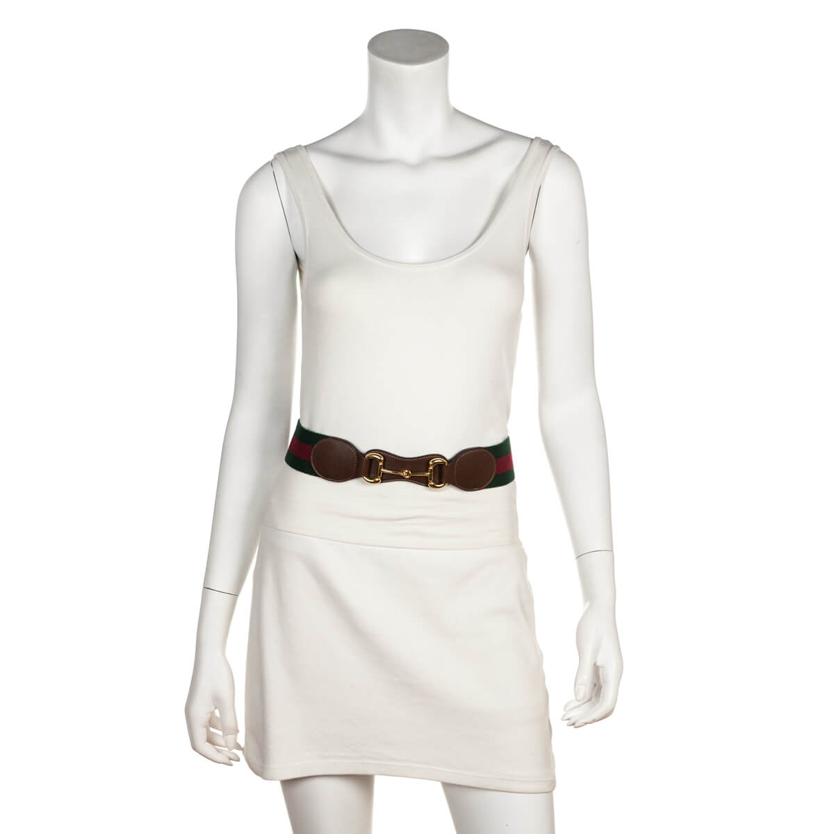 Gucci Green & Red Web Horsebit Waist Belt Size S