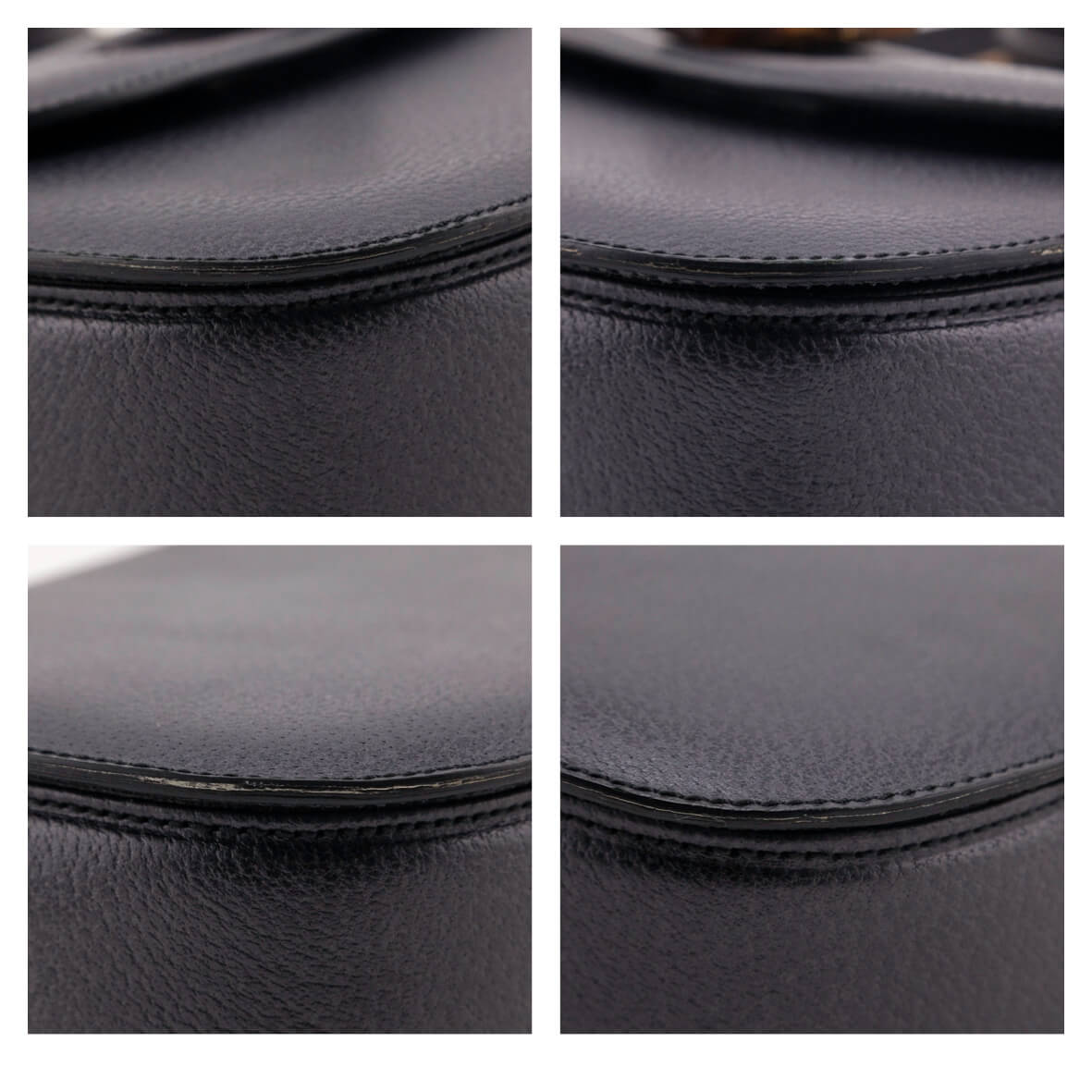 Gucci Gray Grained Calfskin Bamboo Top Handle Bag