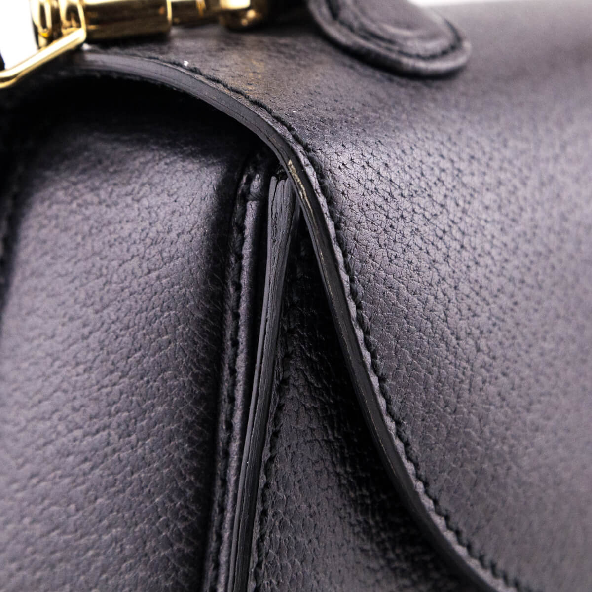 Gucci Gray Grained Calfskin Bamboo Top Handle Bag