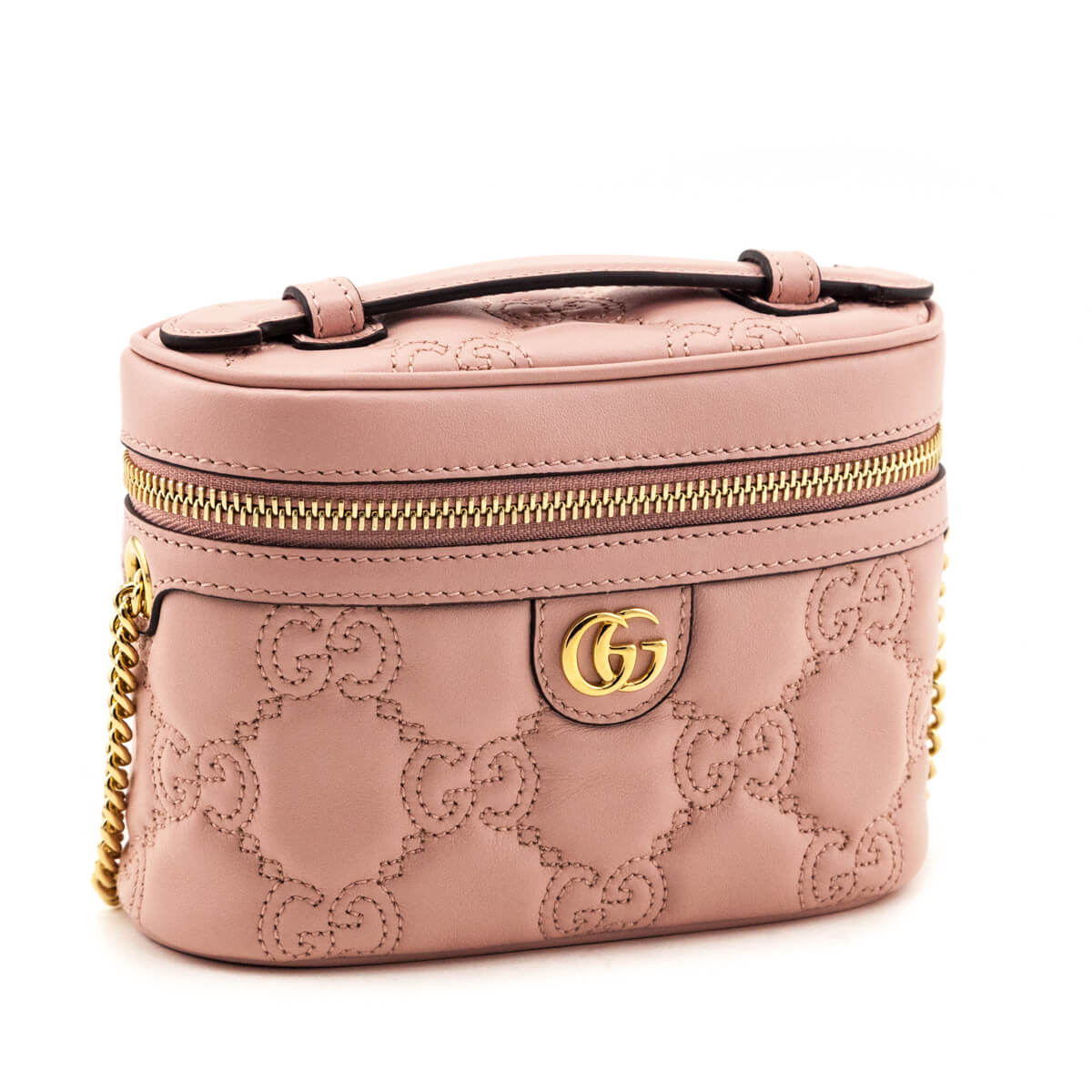 Gucci Light Pink GG Matelasse Calfskin Mini Top Handle Bag
