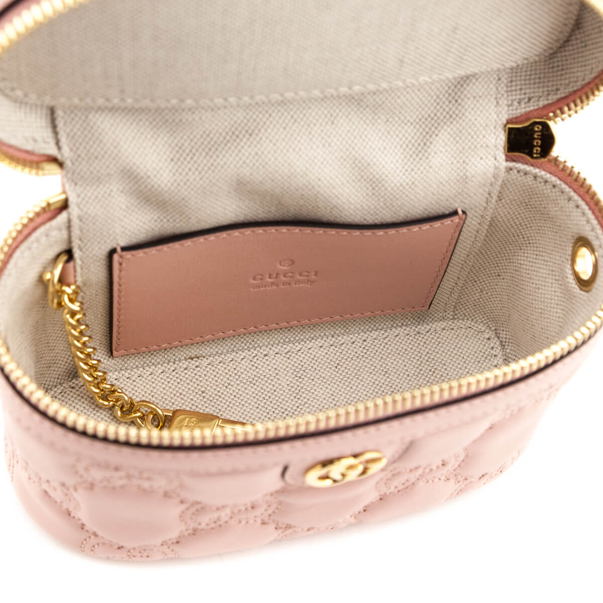 Gucci Light Pink GG Matelasse Calfskin Mini Top Handle Bag