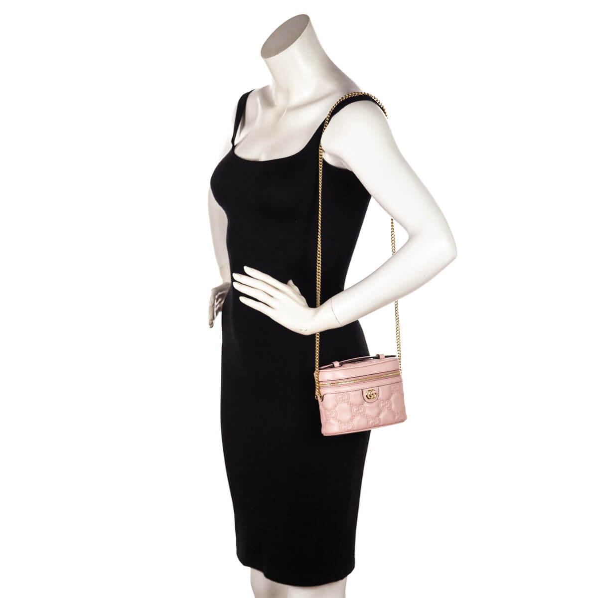 Gucci Light Pink GG Matelasse Calfskin Mini Top Handle Bag