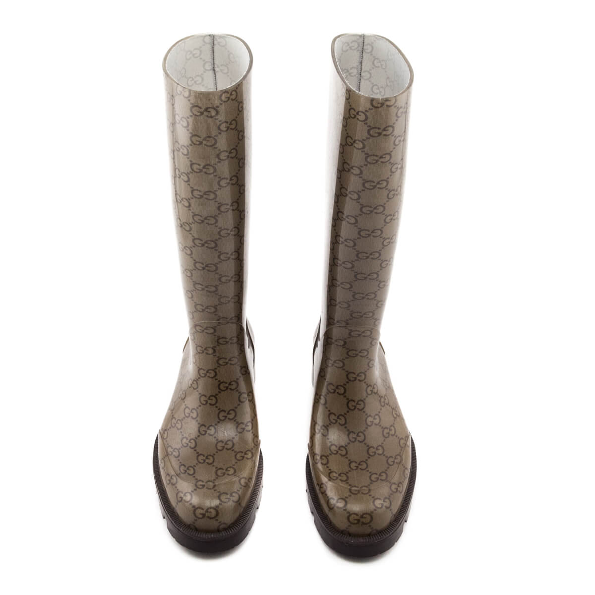 Gucci Monogram Beige Monogram Rubber Rain Boots Size US 9 | EU 39
