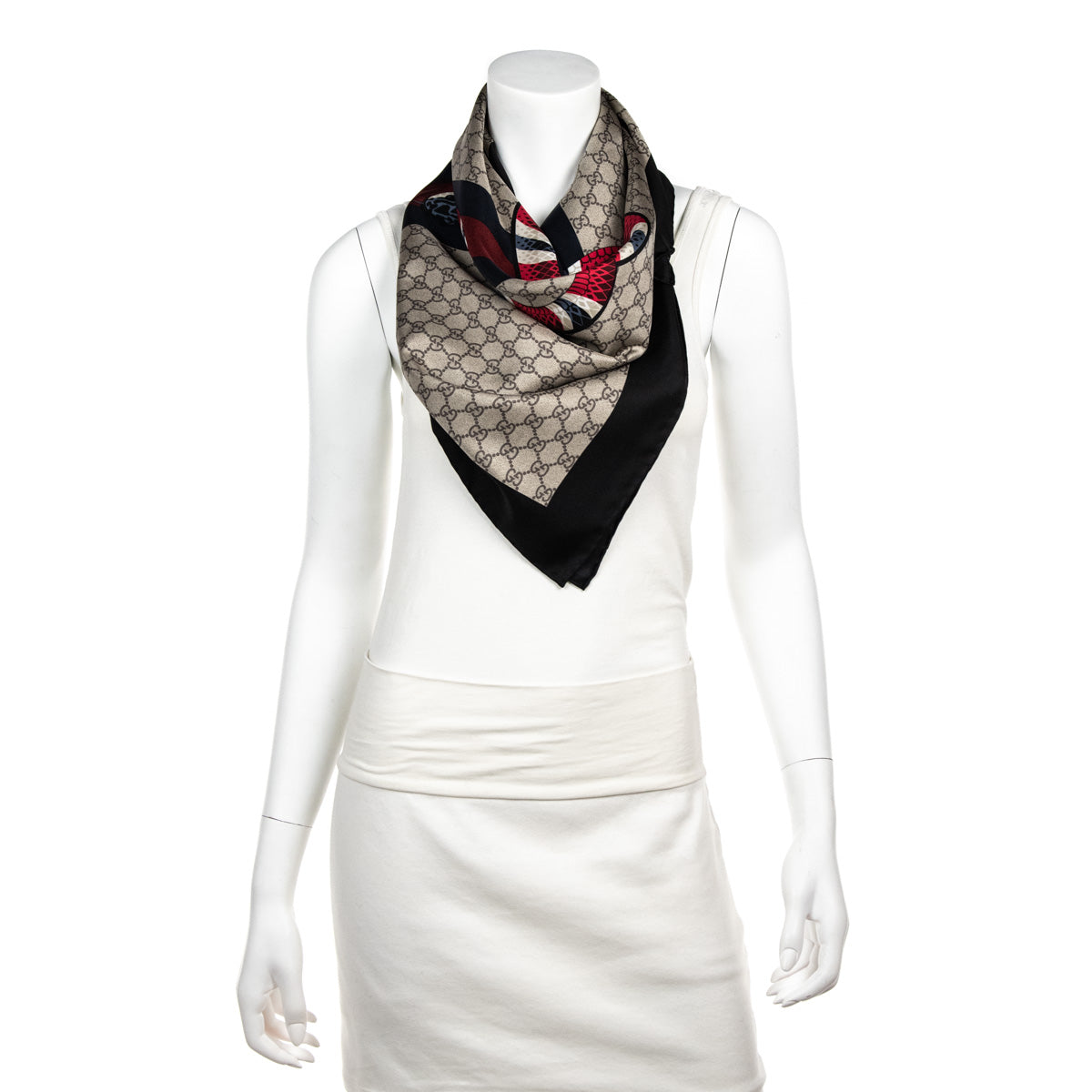 Gucci Monogram GG King Snake Silk 90 Scarf