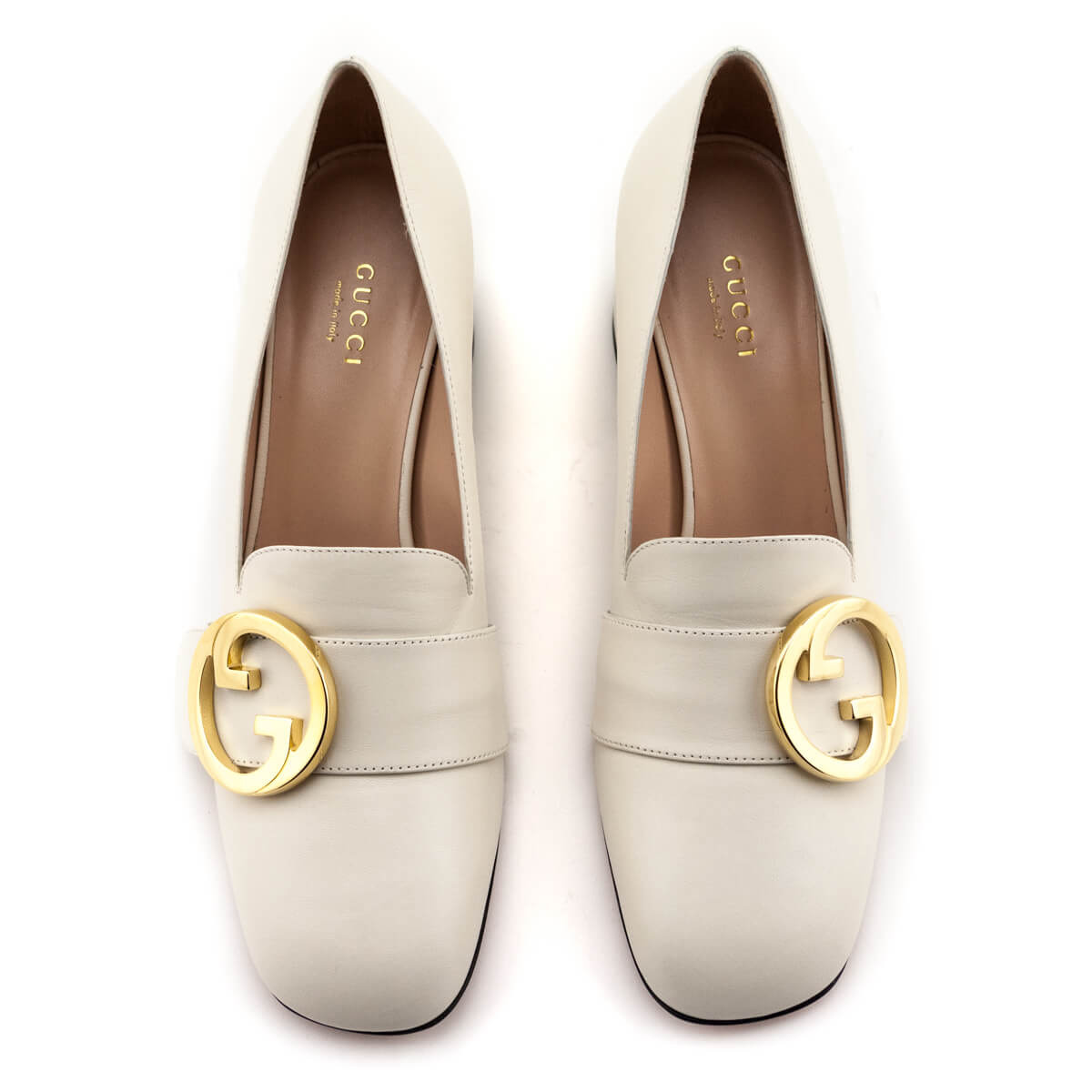 Gucci Mystic White Blondie GG Mid-Heel Pumps Size US 8 | EU 38