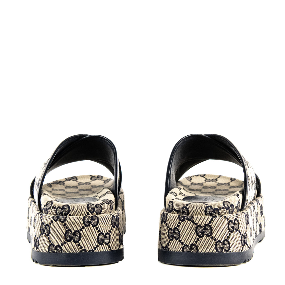 Gucci Navy GG Monogram Platform Slides Size US 8.5 | EU 38.5