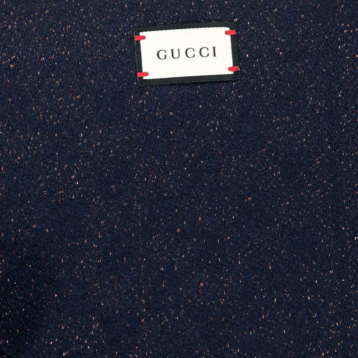 Gucci Navy & Bronze Wool Blend Jacquard Stenix GG Monogram Scarf