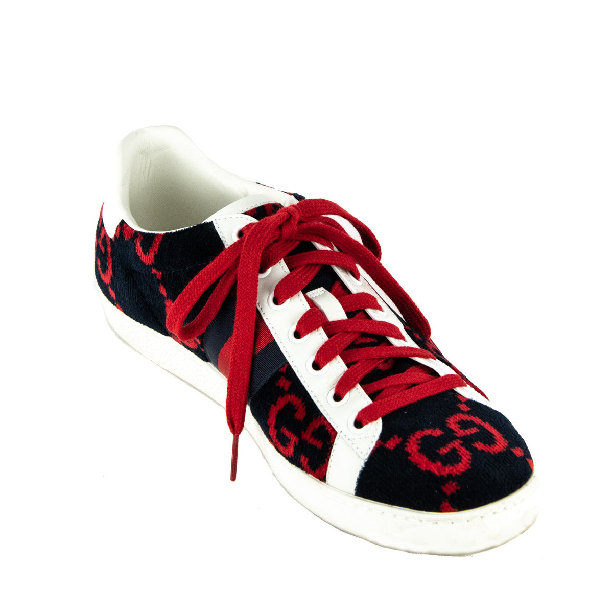 Gucci Navy & Red Velvet GG Ace Sneakers Size US 9 | EU 39