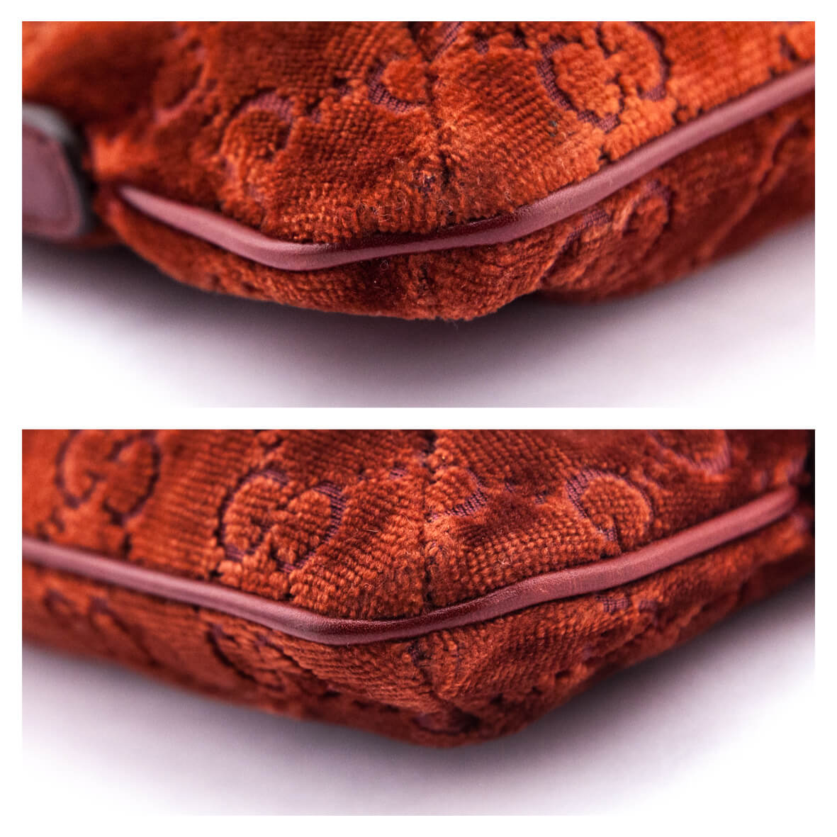 Gucci Orange Velvet GG Monogram Pochette