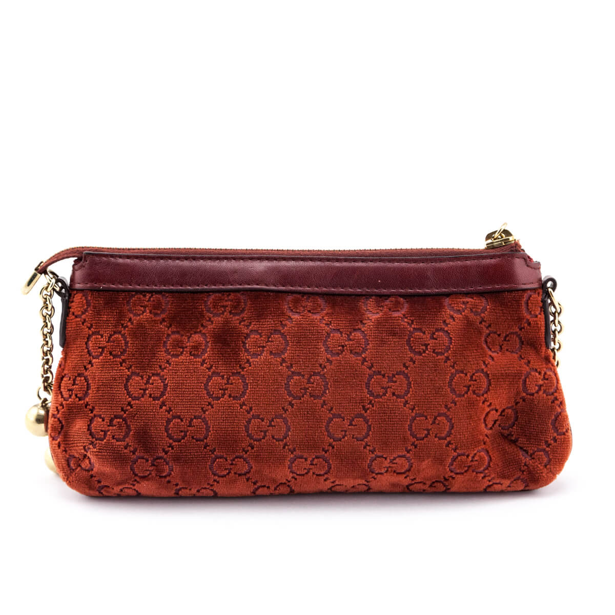 Gucci Orange Velvet GG Monogram Pochette