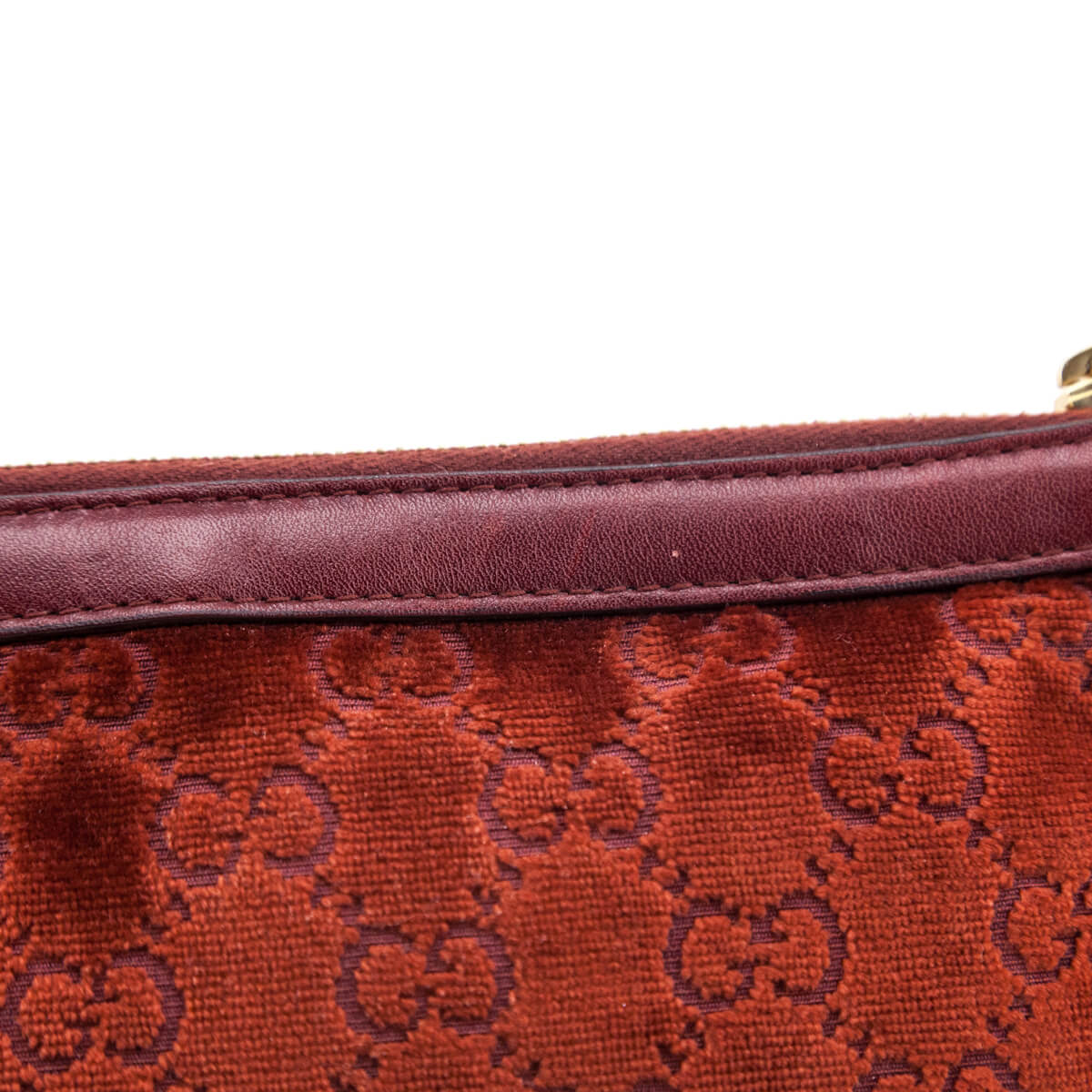 Gucci Orange Velvet GG Monogram Pochette