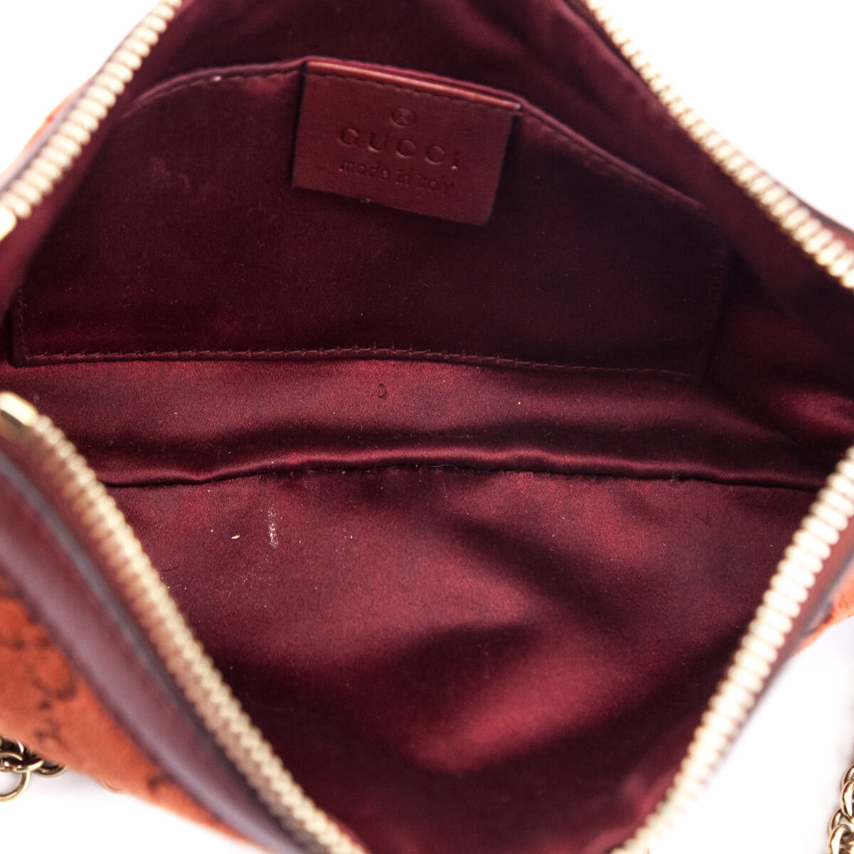 Gucci Orange Velvet GG Monogram Pochette