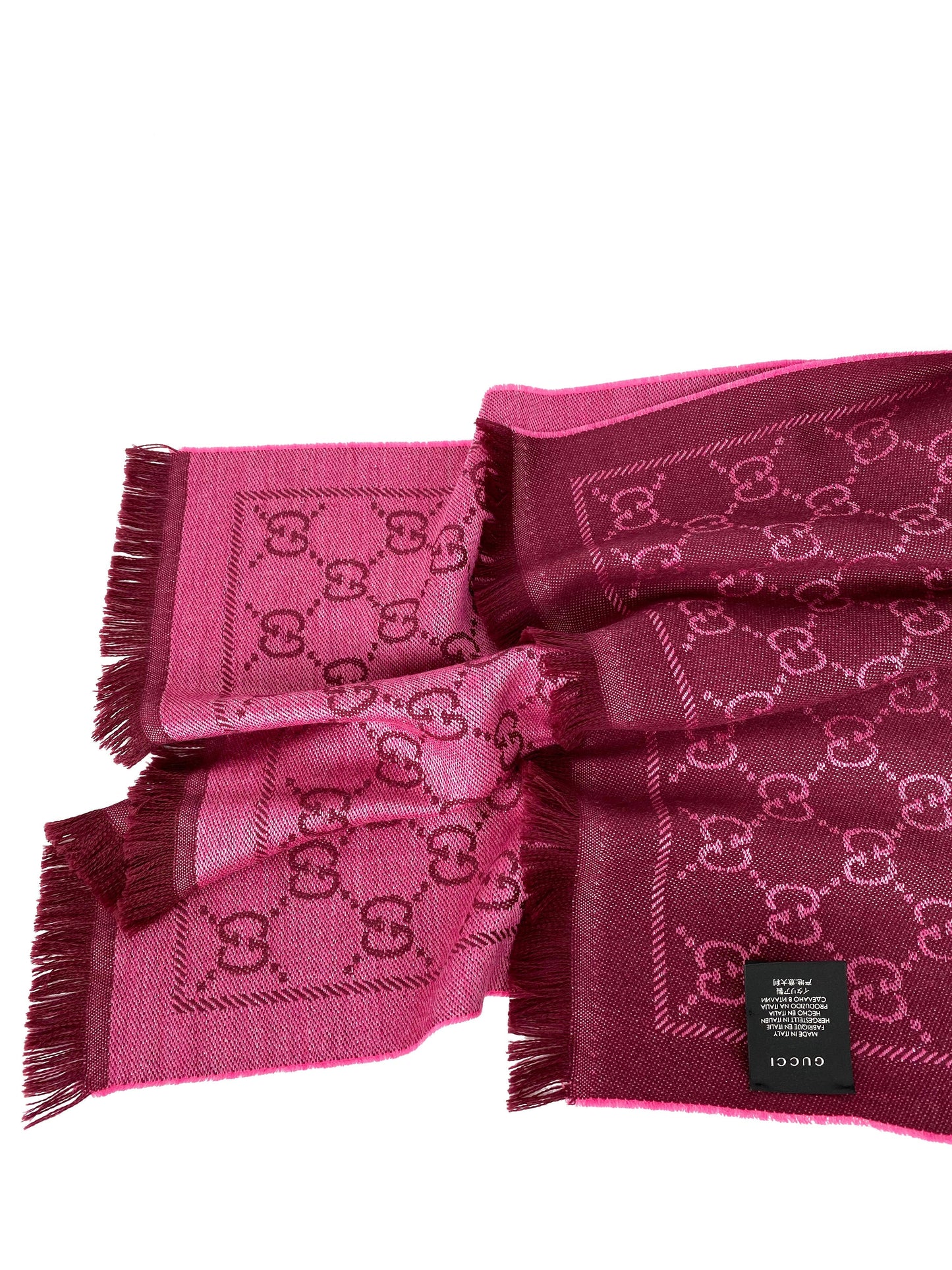 Gucci Pink GG Jacquard Knitted Scarf