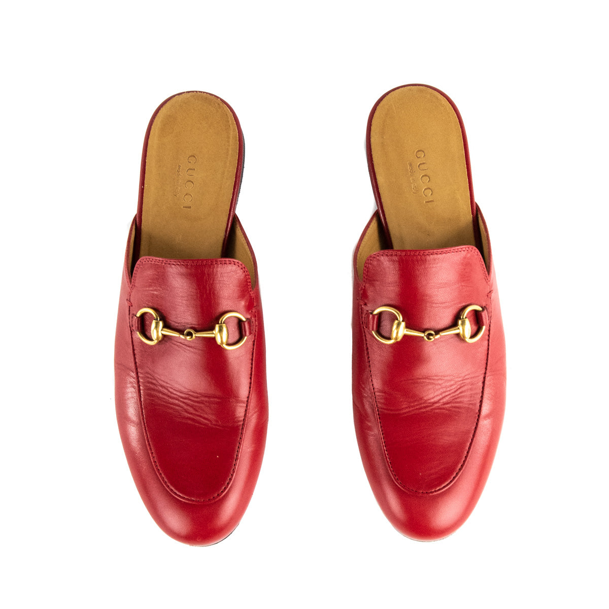 Gucci Red Calfskin Princetown Horsebit Mules Size US 6.5 | EU 36.5