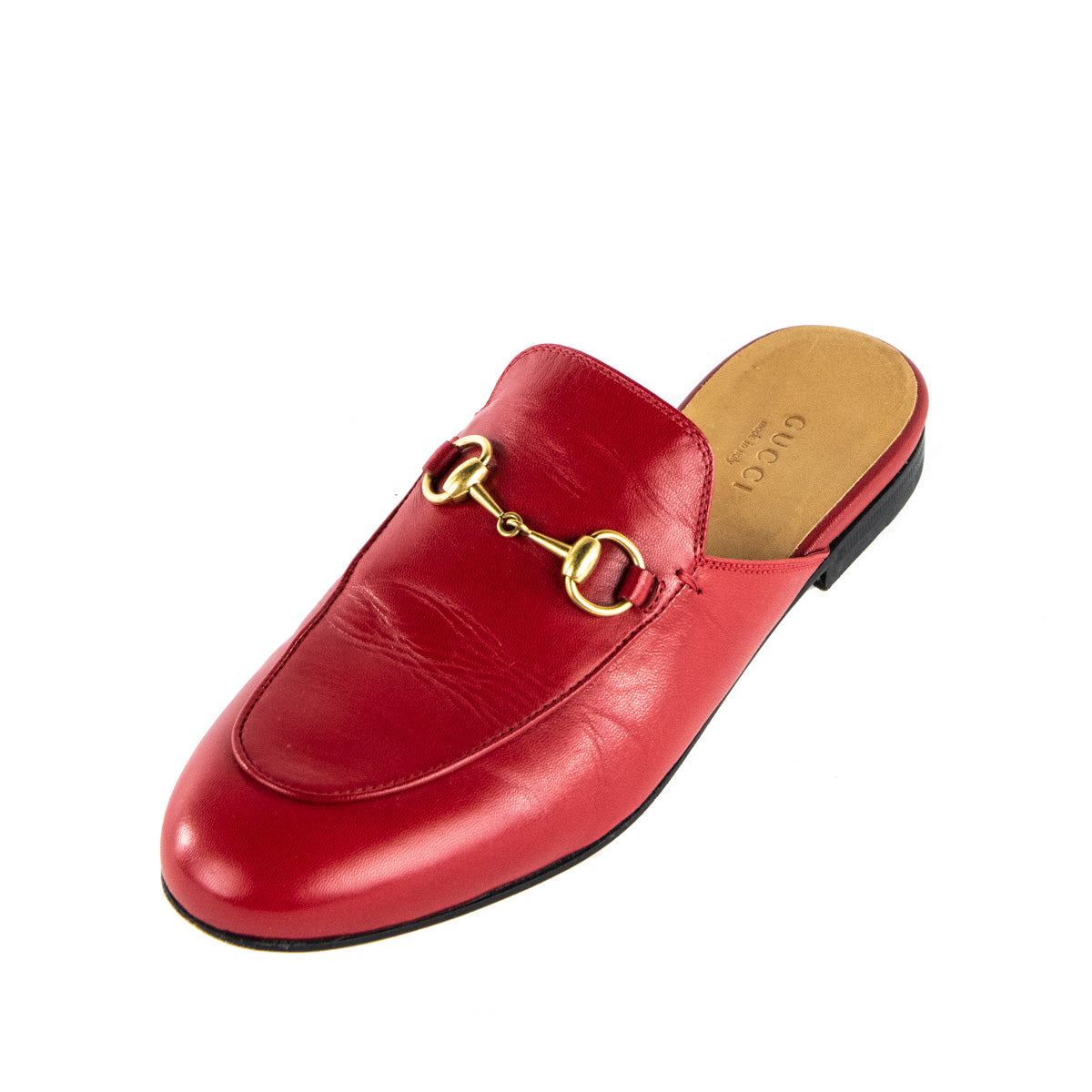 Gucci Red Calfskin Princetown Horsebit Mules Size US 6.5 | EU 36.5