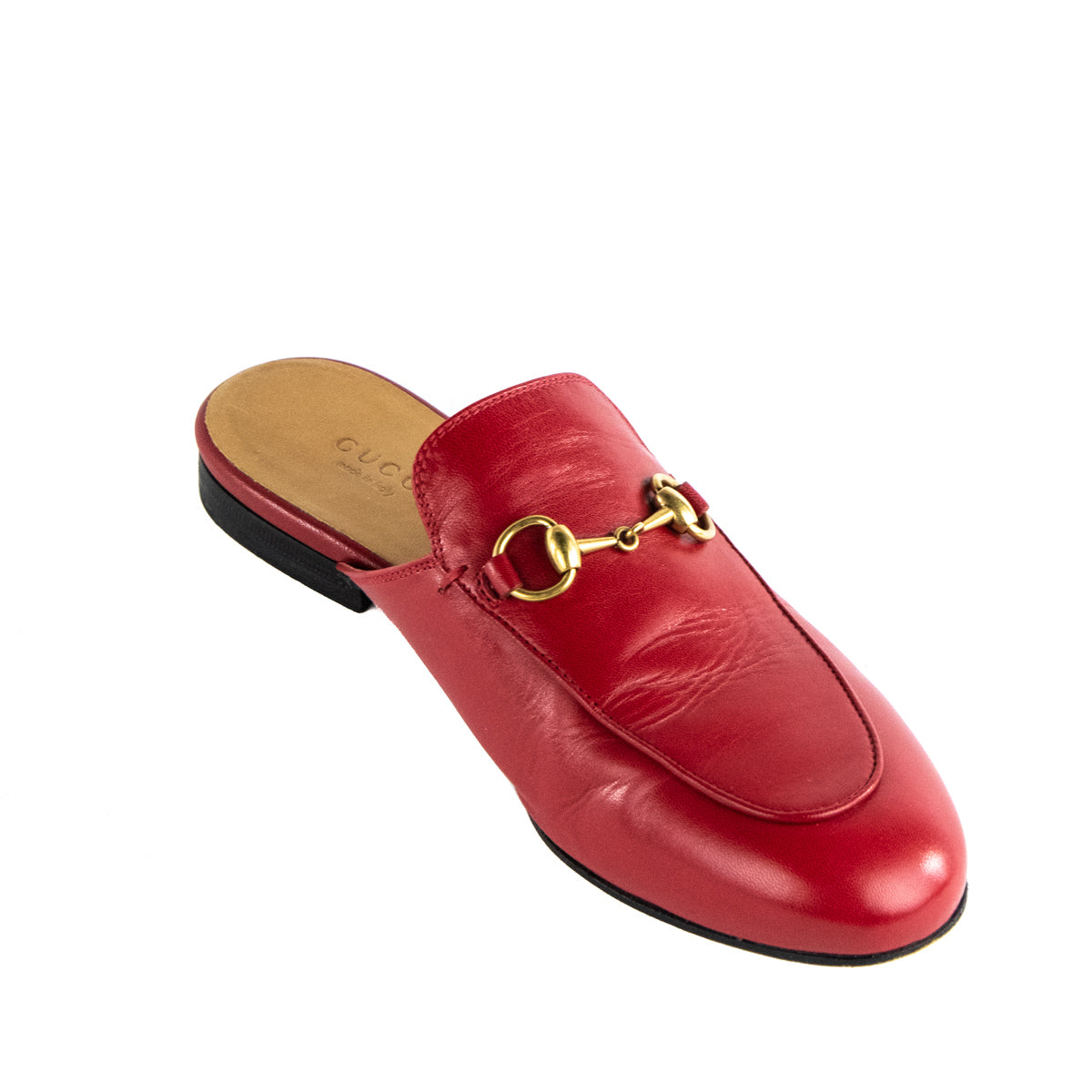 Gucci Red Calfskin Princetown Horsebit Mules Size US 6.5 | EU 36.5