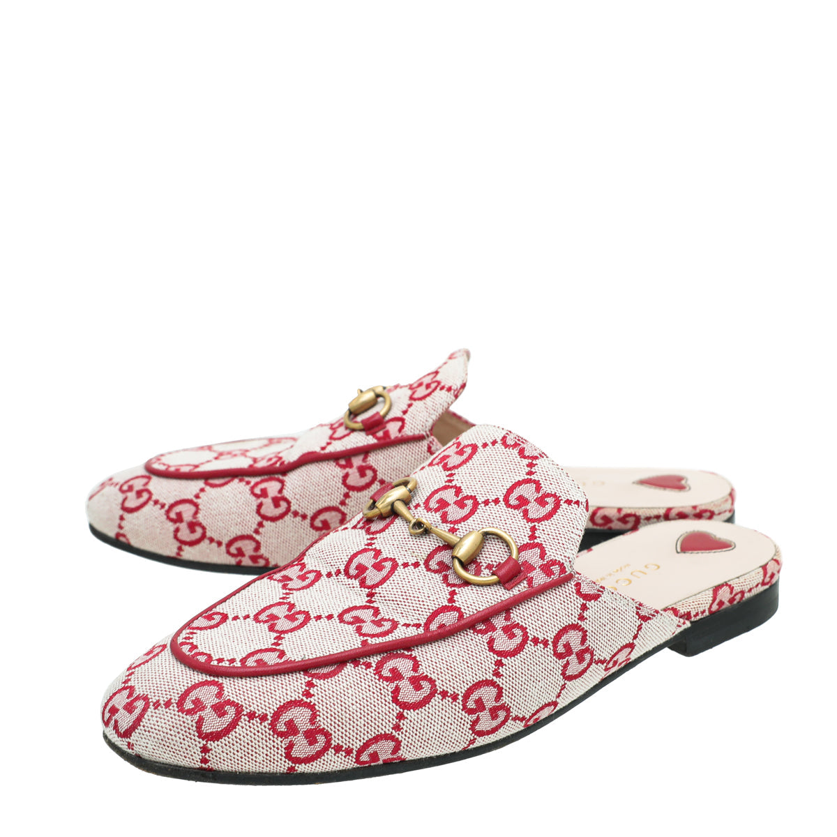 Gucci Red Ebony GG Canvas Princetown Mules 36.5