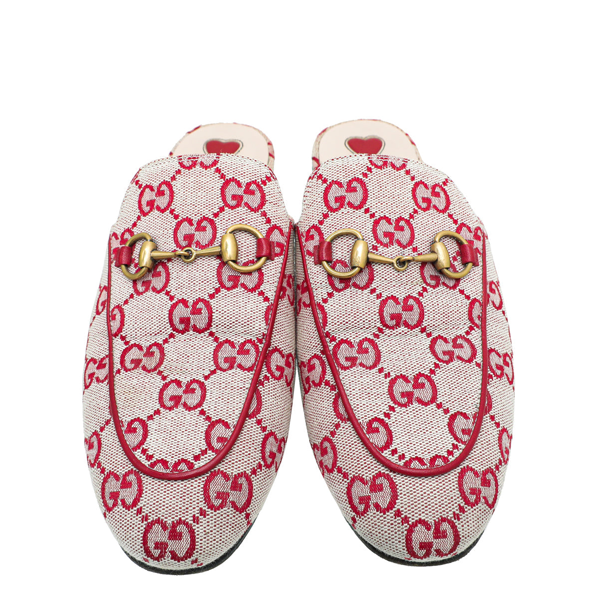 Gucci Red Ebony GG Canvas Princetown Mules 36.5