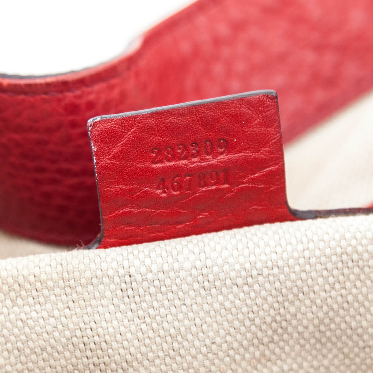 Gucci Red Grained Calfskin Medium Soho Tote