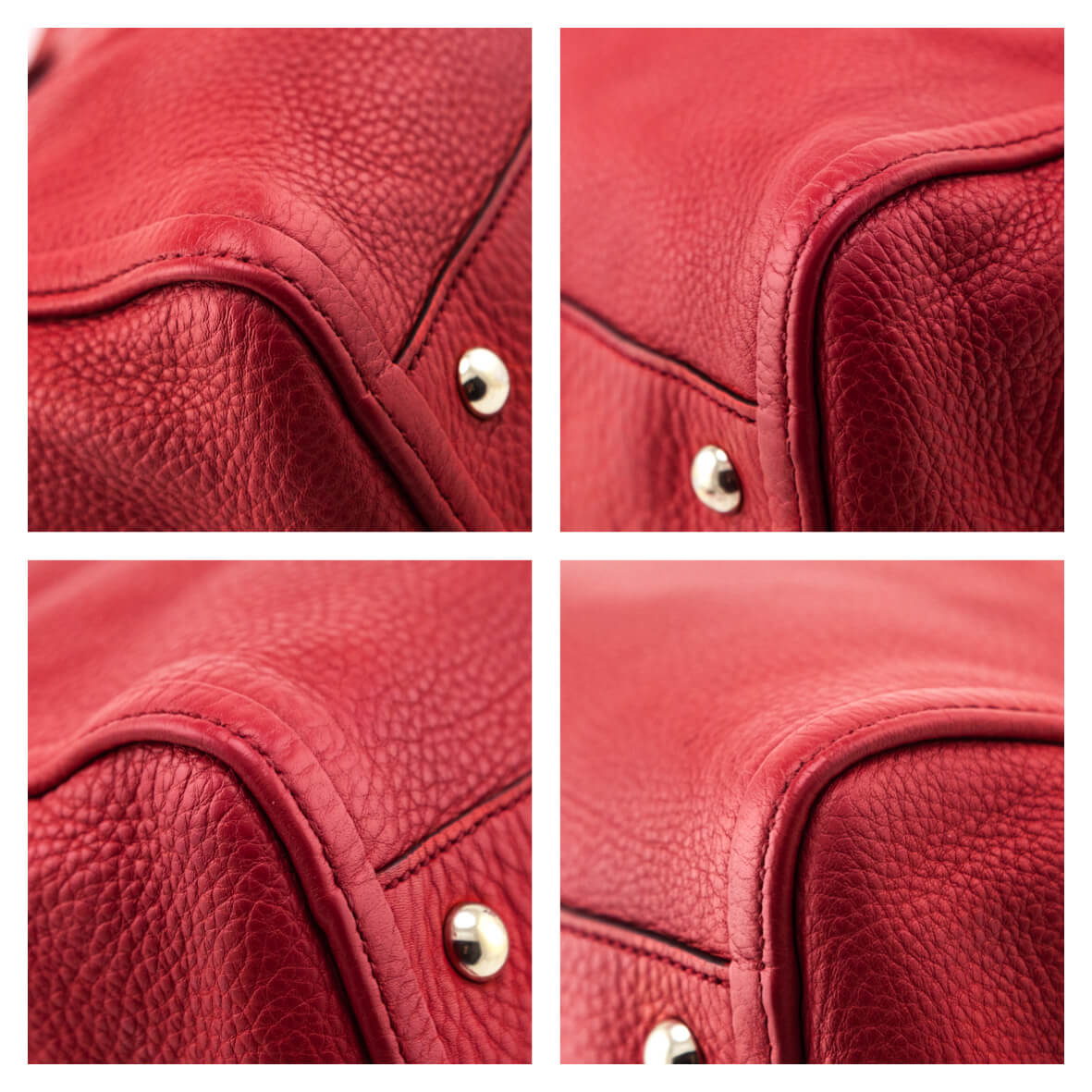 Gucci Red Grained Calfskin Medium Soho Tote