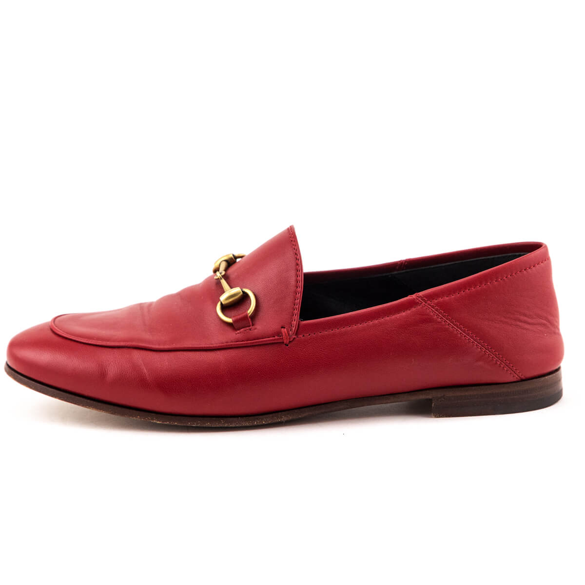 Gucci Red Leather Brixton Horsebit Loafers Size US 9 | IT 39