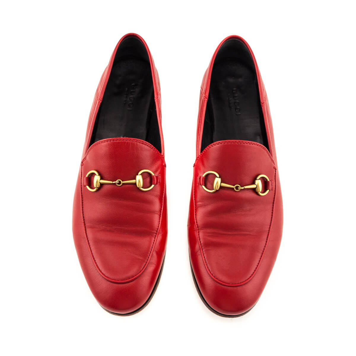Gucci Red Leather Brixton Horsebit Loafers Size US 9 | IT 39