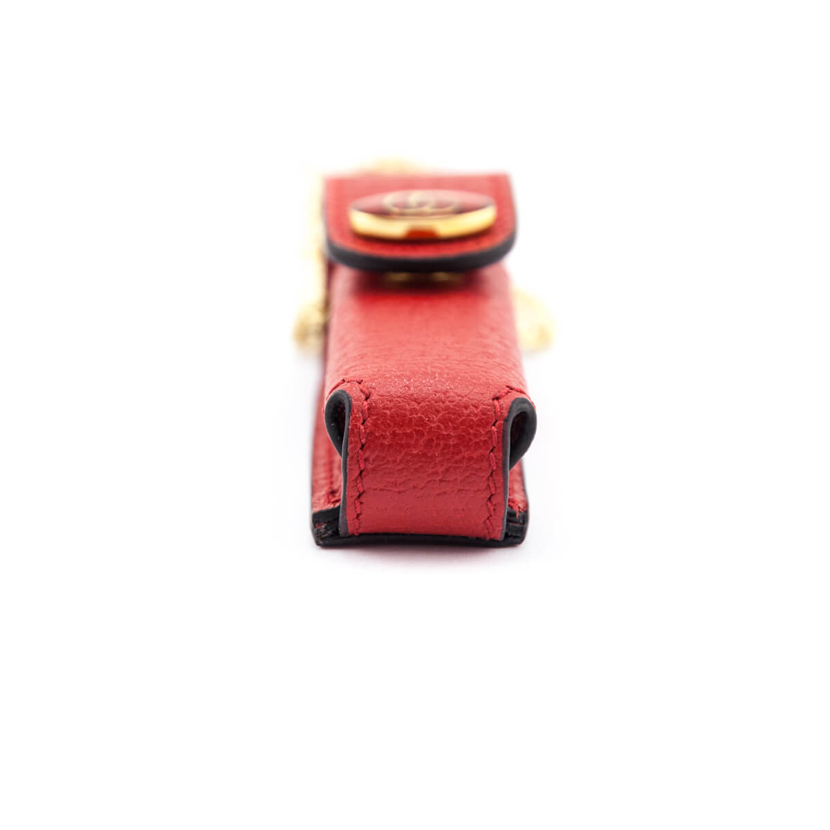 Gucci Red Leather Lipstick Case with Chain