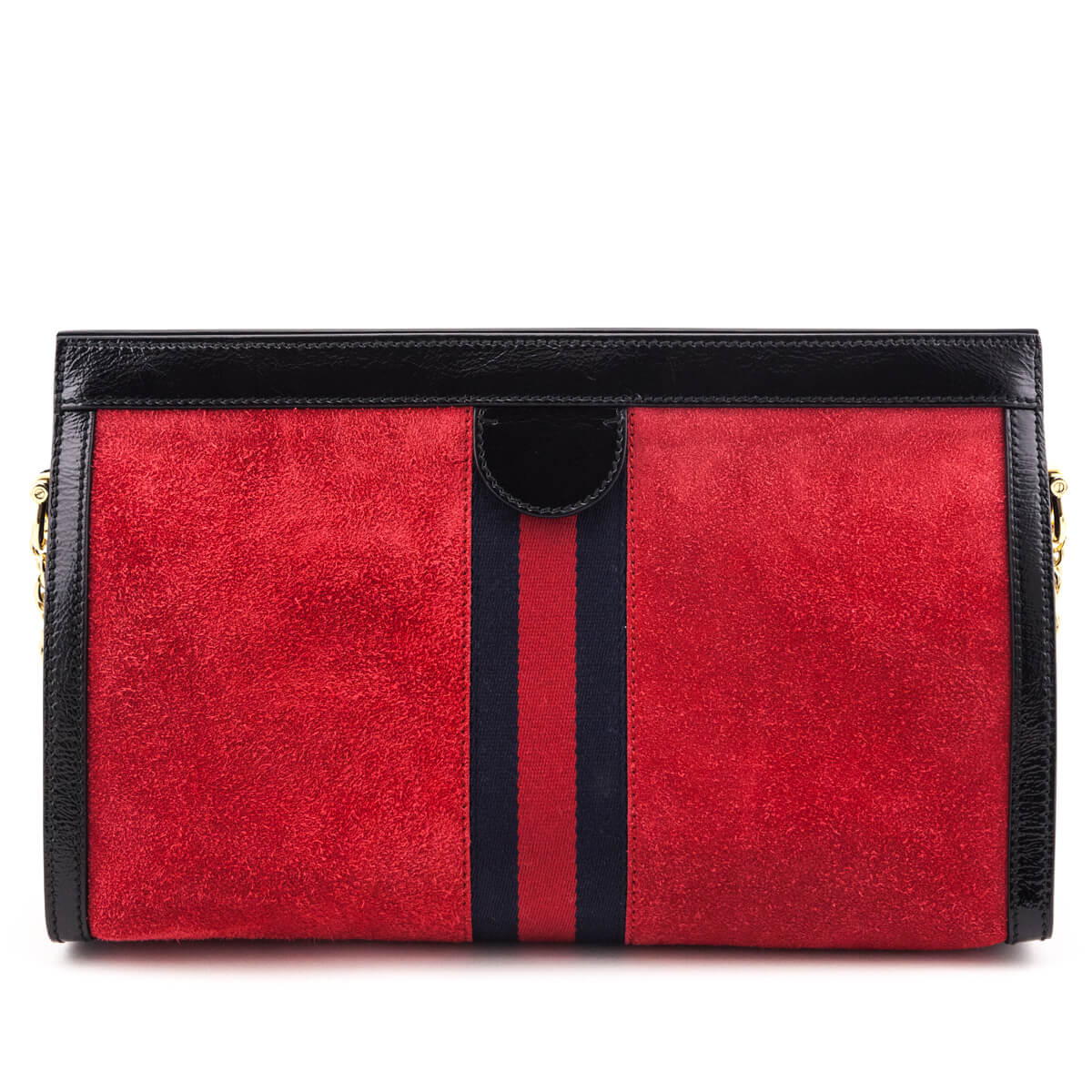 Gucci Red Suede Patent GG Web Medium Ophidia Chain Shoulder Bag