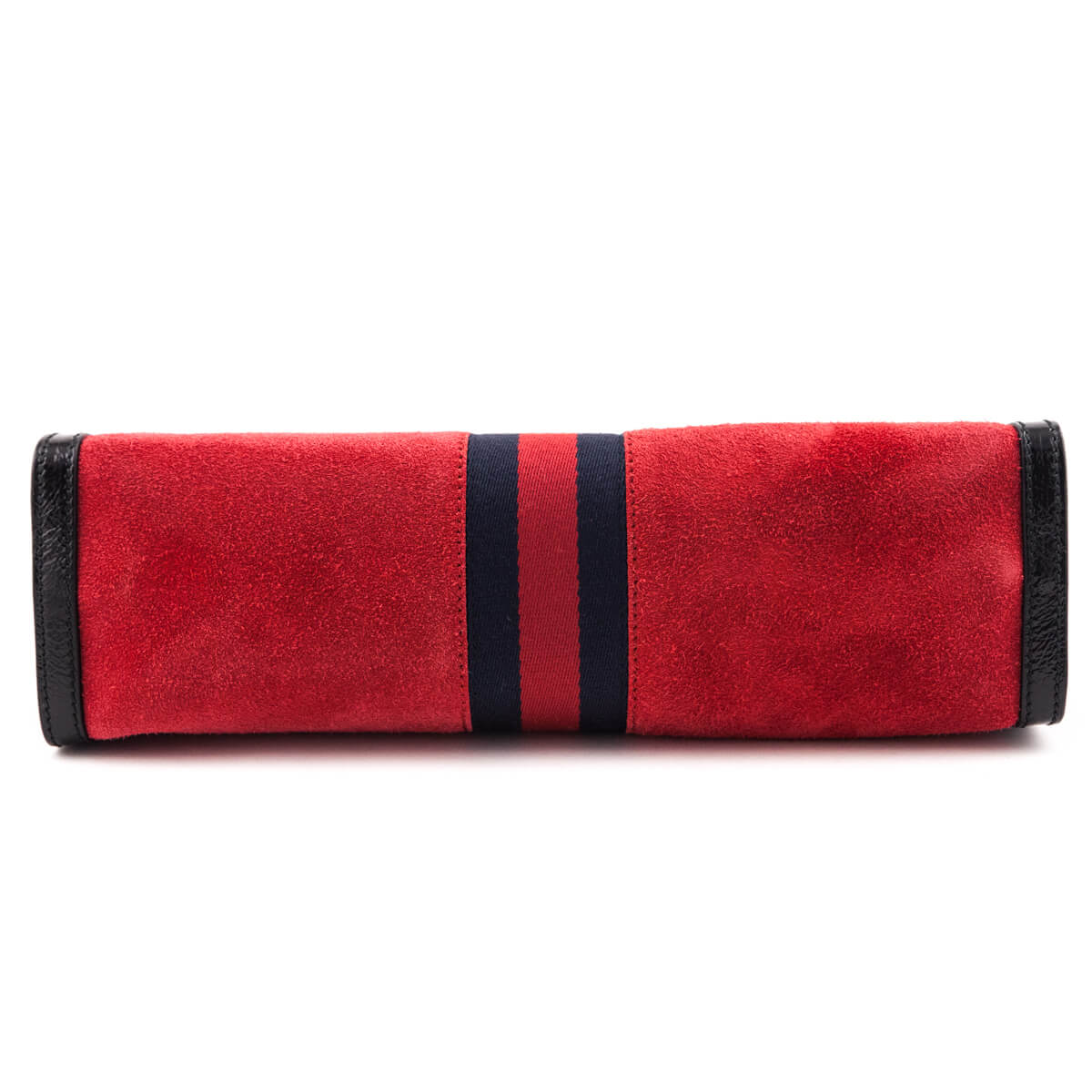 Gucci Red Suede Patent GG Web Medium Ophidia Chain Shoulder Bag