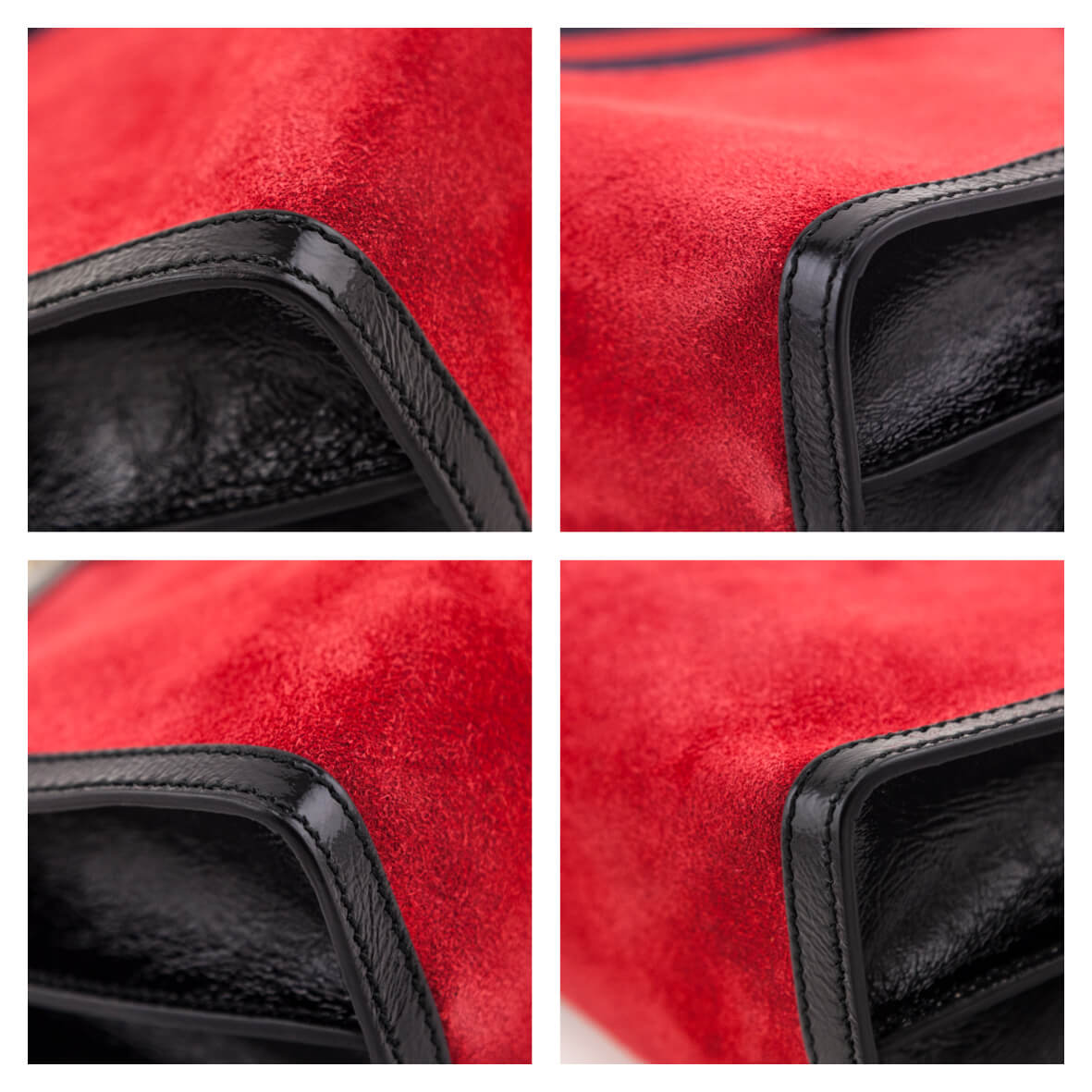 Gucci Red Suede Patent GG Web Medium Ophidia Chain Shoulder Bag