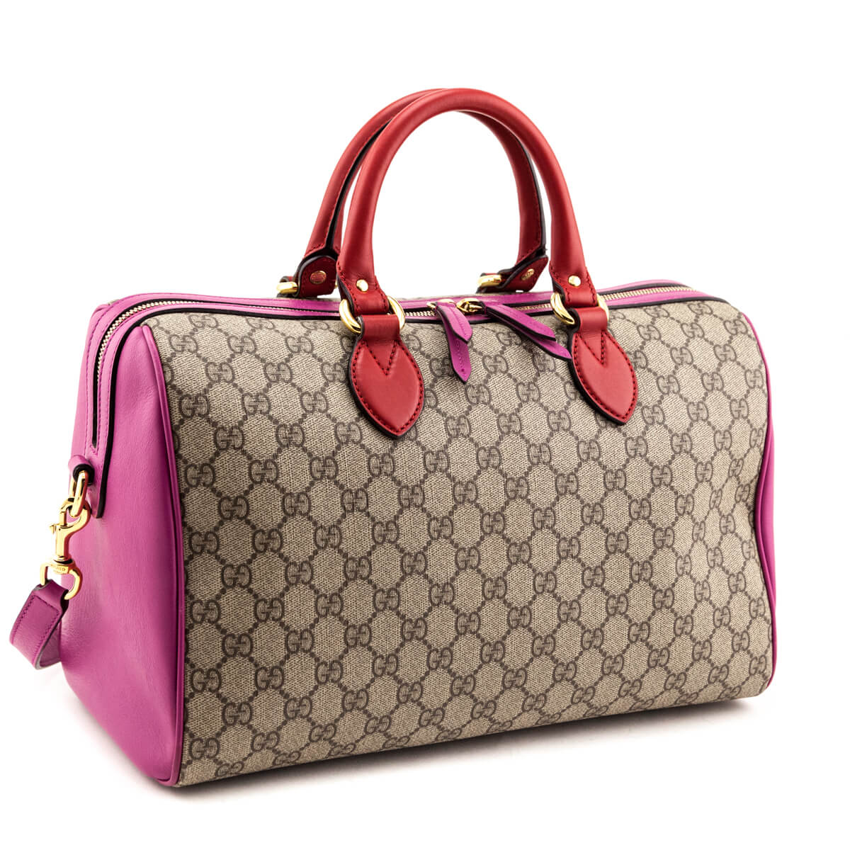 Gucci Red & Pink Supreme Boston Bag