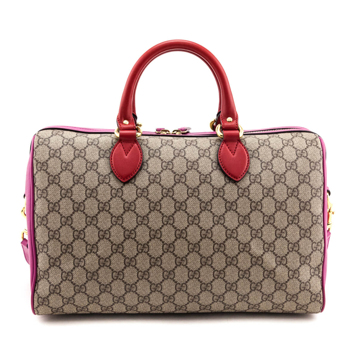Gucci Red & Pink Supreme Boston Bag