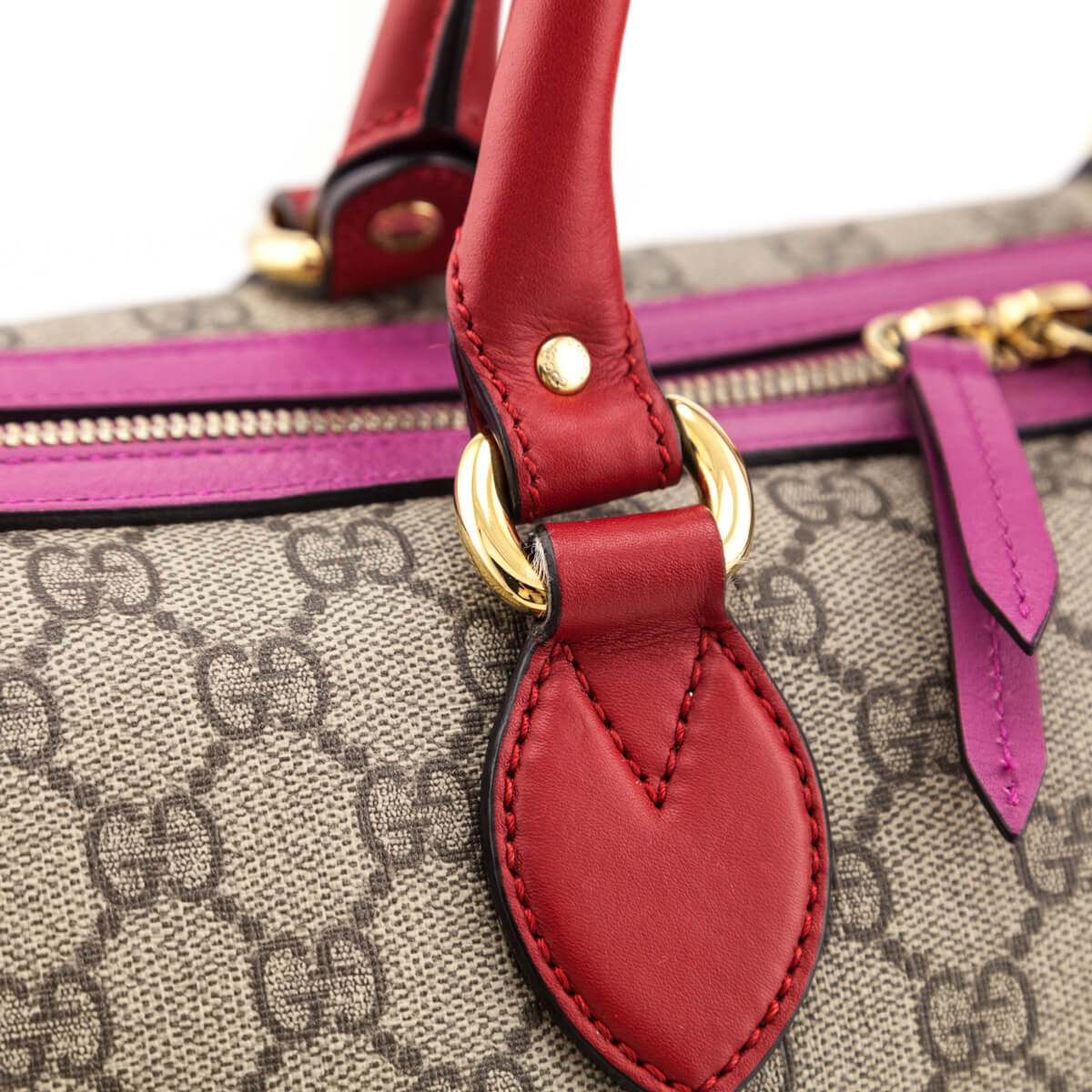 Gucci Red & Pink Supreme Boston Bag