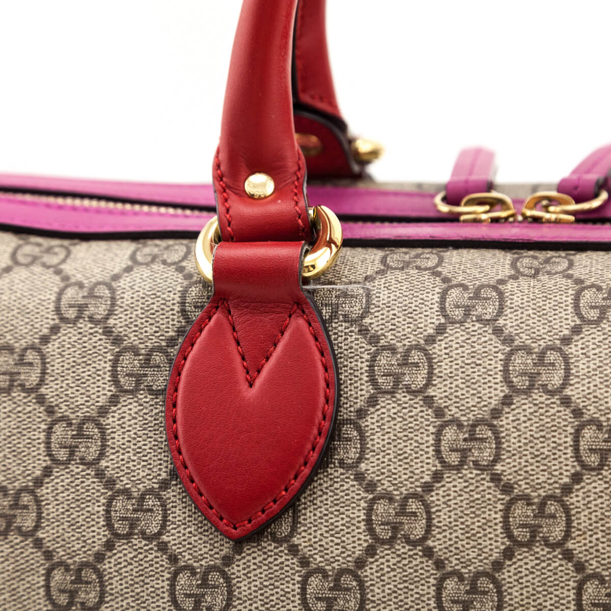 Gucci Red & Pink Supreme Boston Bag