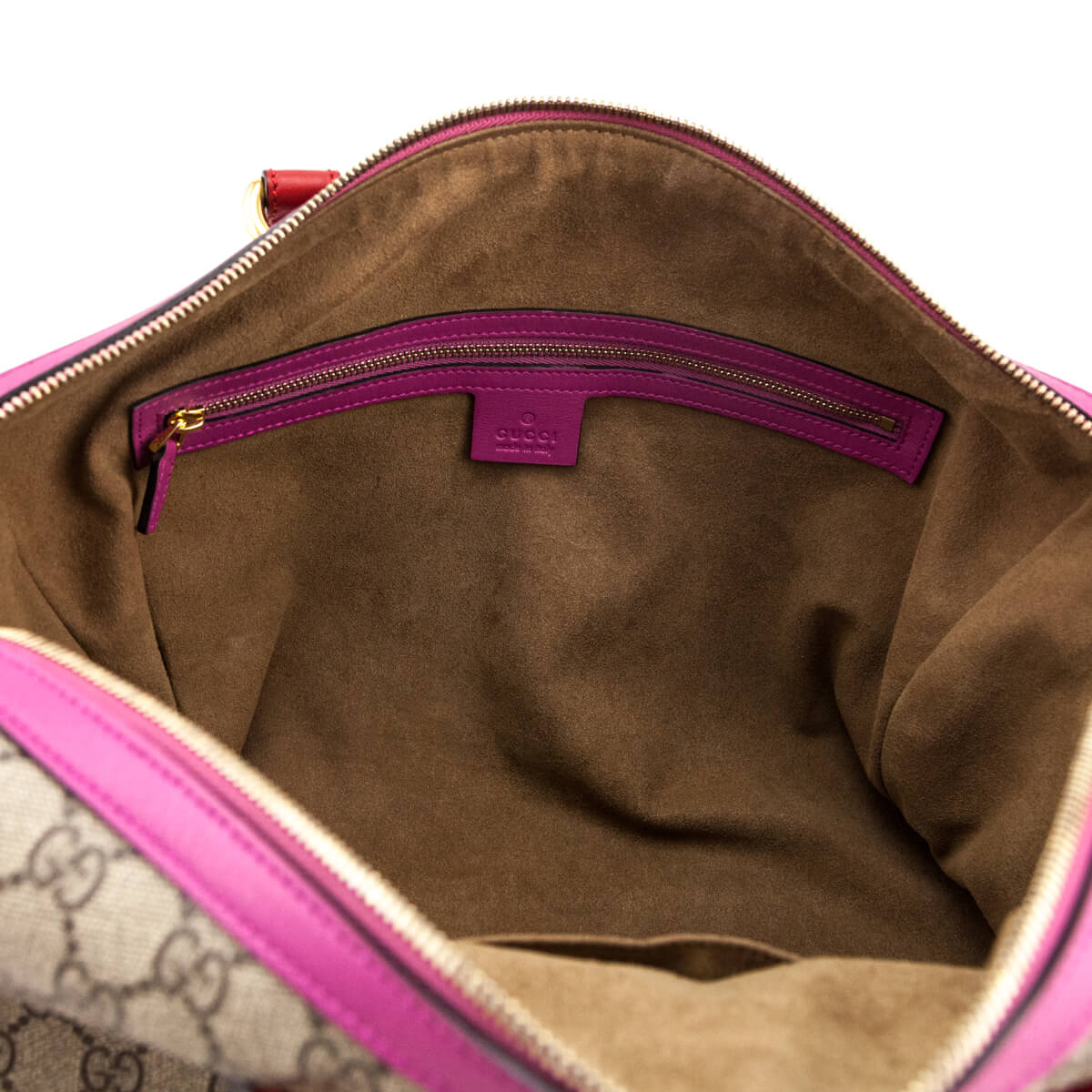 Gucci Red & Pink Supreme Boston Bag