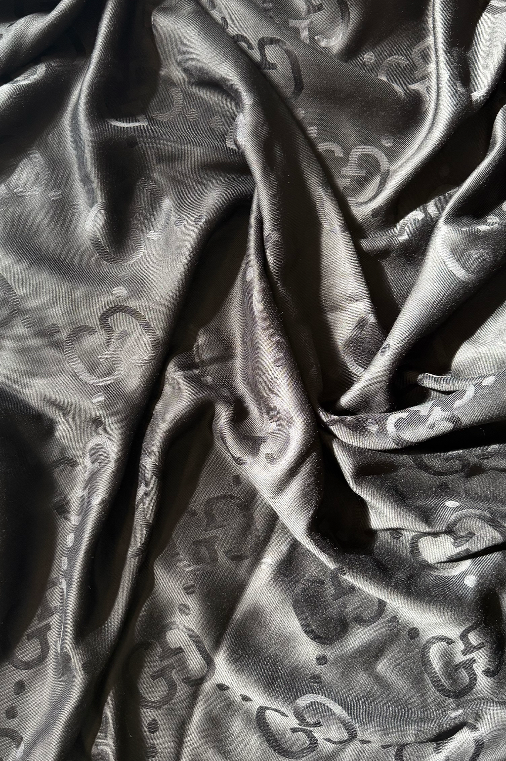 GUCCI Giant GG Scarf Wool Silk Black