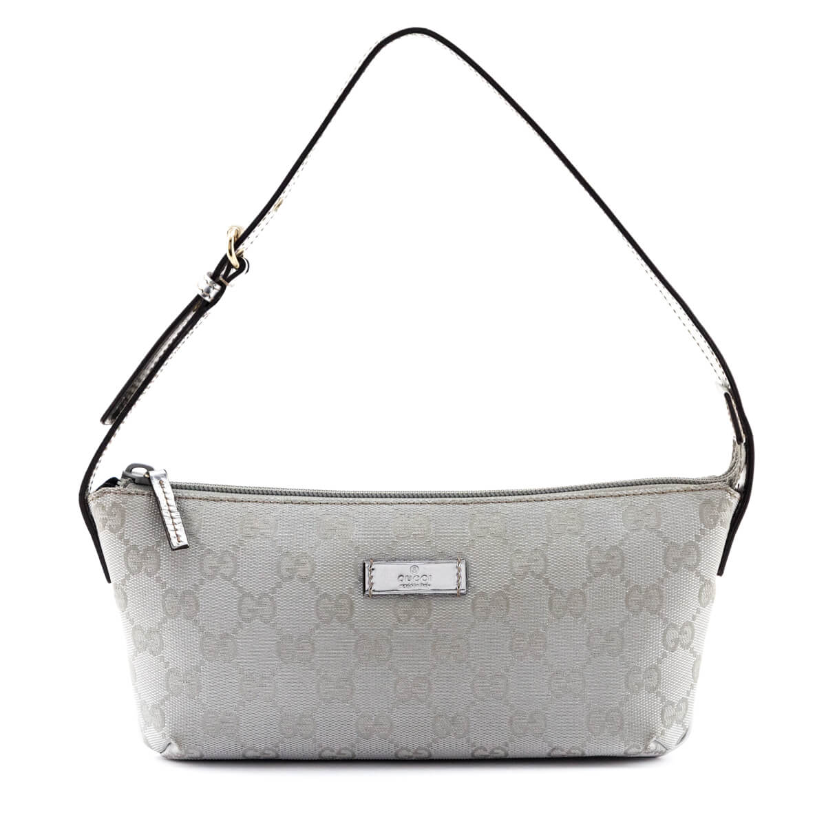 Gucci Silver Monogram Canvas Boat Pochette