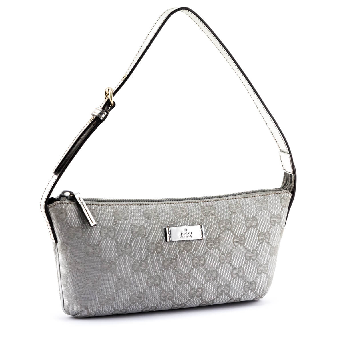Gucci Silver Monogram Canvas Boat Pochette