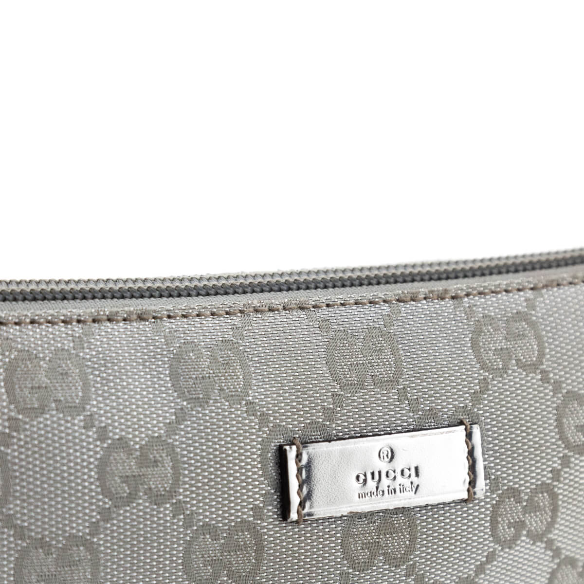 Gucci Silver Monogram Canvas Boat Pochette
