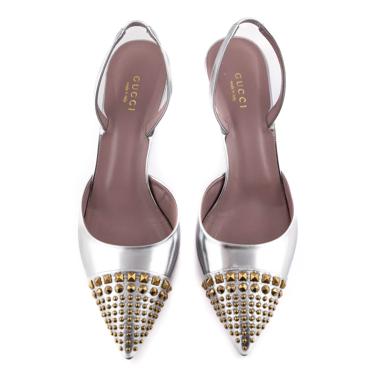 Gucci Silver & Gold-Studded Slingback Pumps Size US 9 | IT 39