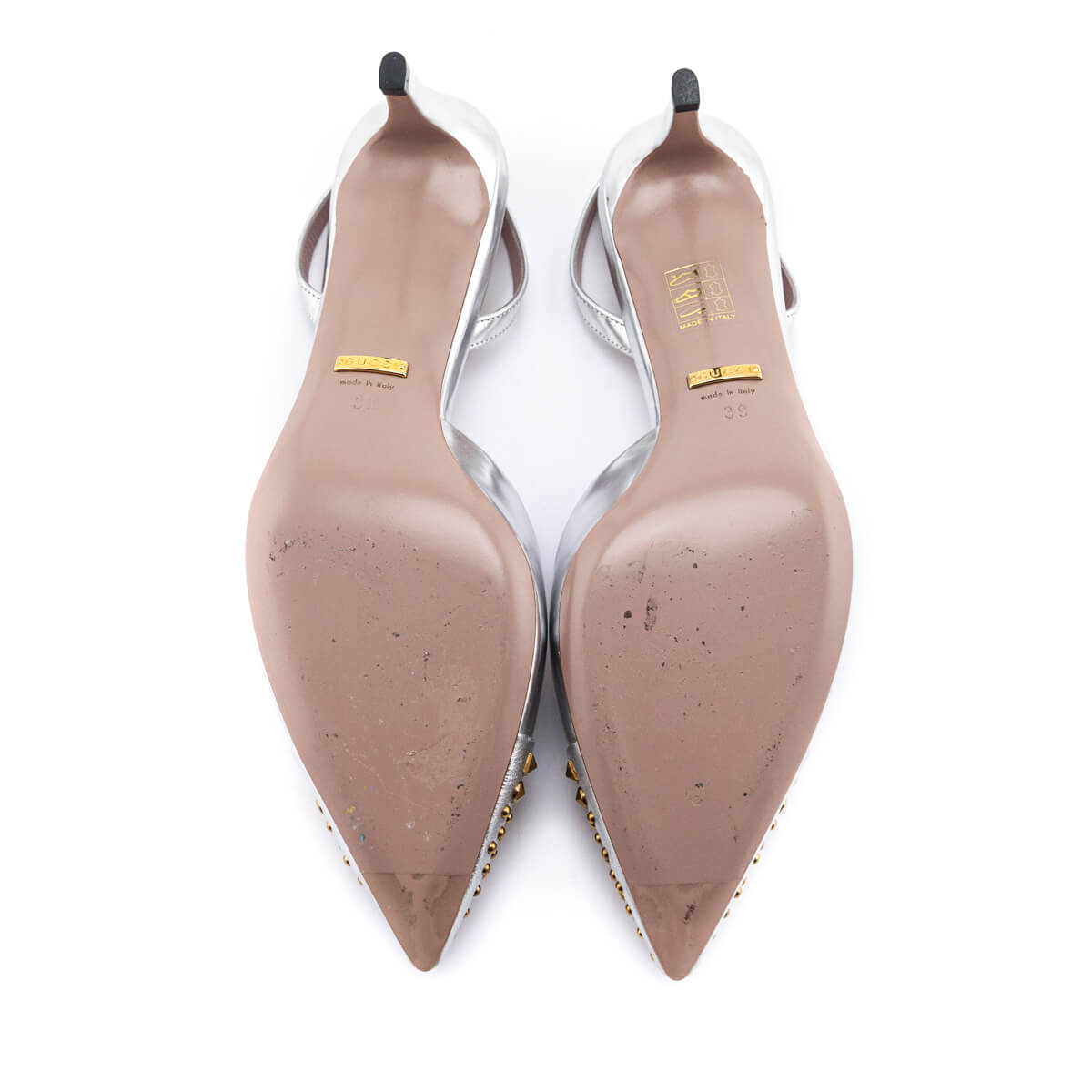 Gucci Silver & Gold-Studded Slingback Pumps Size US 9 | IT 39
