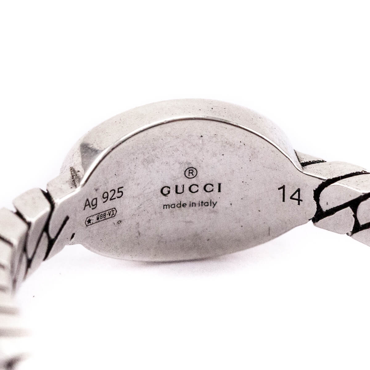 Gucci Sterling Silver Interlocking G Ring Size 6.75