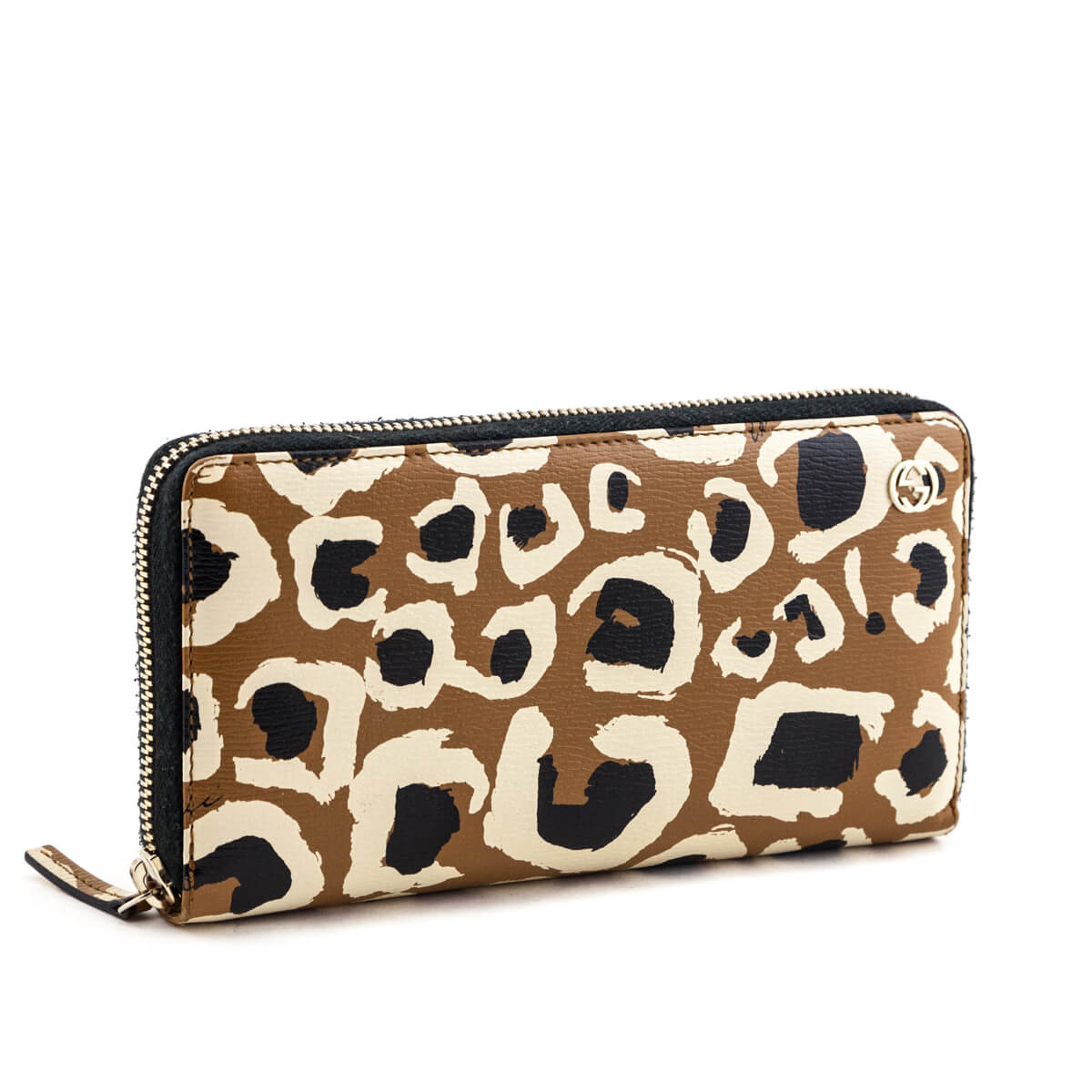 Gucci Tan Leather Betty Shanghai Zip Around Wallet