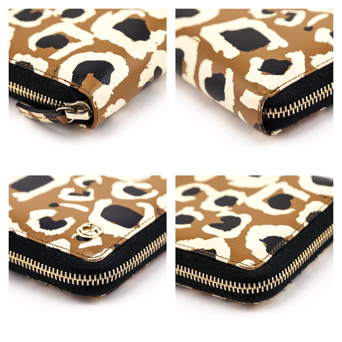 Gucci Tan Leather Betty Shanghai Zip Around Wallet