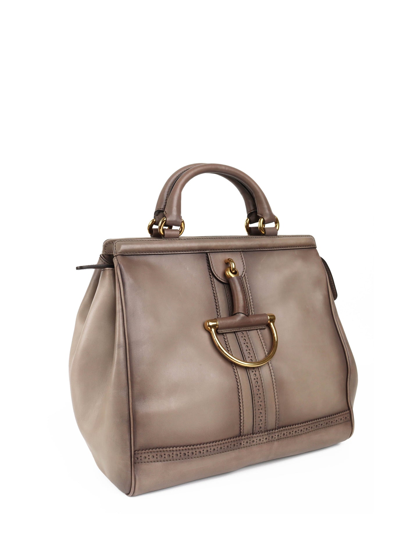 Gucci Taupe Duilio Brogue Tote Bag