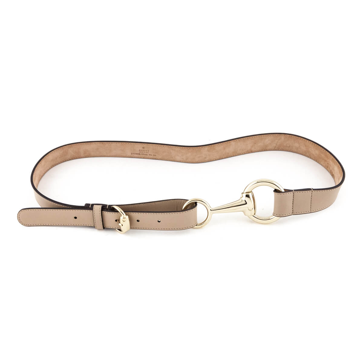 Gucci Taupe Leather Horsebit Belt Size XL